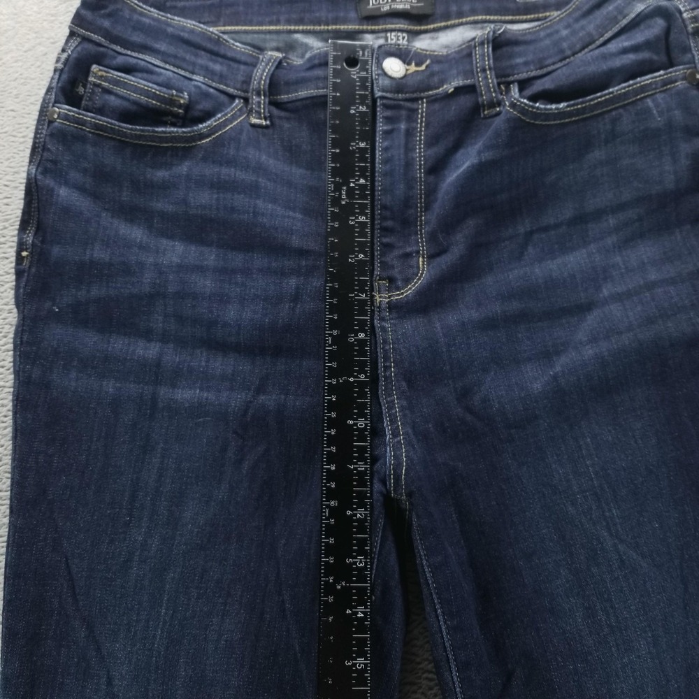 Judy Blue Jeans Womens 32 Blue Flare‎ Mid Rise Dark Wash Raw Hem Stretch - Picture 7 of 10